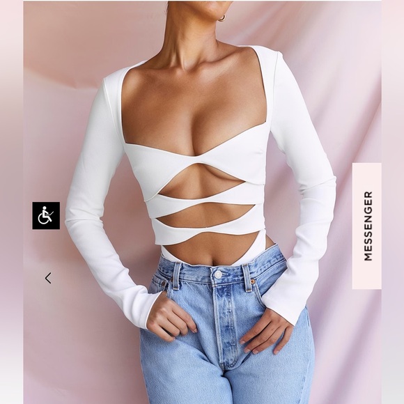 House of CB Tops - House of cb Danica white cutout bodysuit